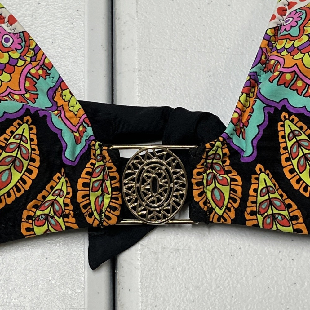 Trina Turk Bikini Vibrant Colorful Swimsuit Halter Tie Resort Beach Vacation - Picture 4 of 13